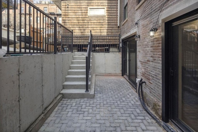 667 Tremont St Unit 1, Boston, MA 02118 - view of patio / terrace featuring stairway