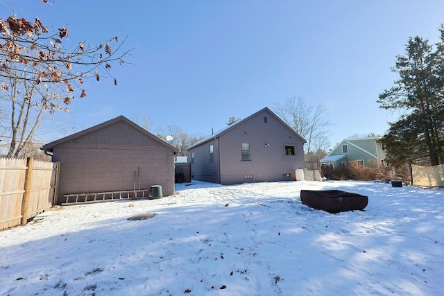 view of snow covered property