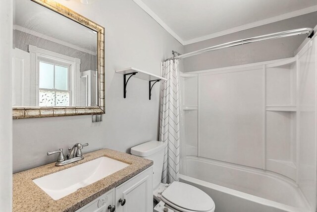 24 Willard St, Malden, MA 02148 - bathroom featuring vanity, shower / bath combo, and ornamental molding
