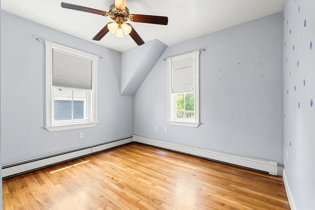 24 Willard St, Malden, MA 02148 - bonus room featuring wood finished floors, a ceiling fan, a baseboard heating unit, and a baseboard radiator
