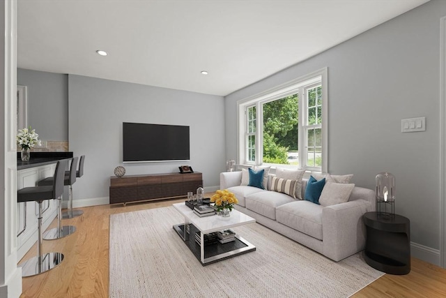 328 N Main St, Sharon, MA 02067 - living area featuring light wood-style flooring and recessed lighting