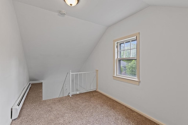 17-19 Maple St, Newton, MA 02466 - bonus room with baseboard heating, vaulted ceiling, and carpet