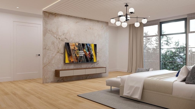 51 Willard Rd, Weston, MA 02493 - bedroom with a chandelier, wood finished floors, and recessed lighting