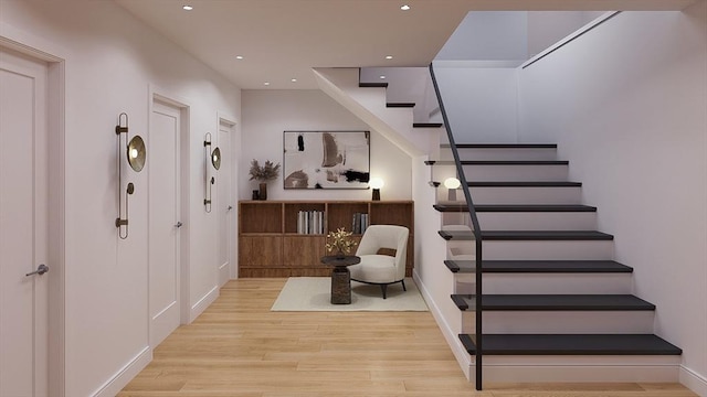 51 Willard Rd, Weston, MA 02493 - staircase featuring wood finished floors and recessed lighting