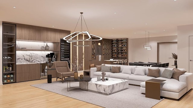 51 Willard Rd, Weston, MA 02493 - living room with light wood finished floors and a chandelier