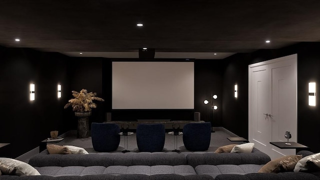 51 Willard Rd, Weston, MA 02493 - home theater room with carpet flooring, beam ceiling, and recessed lighting