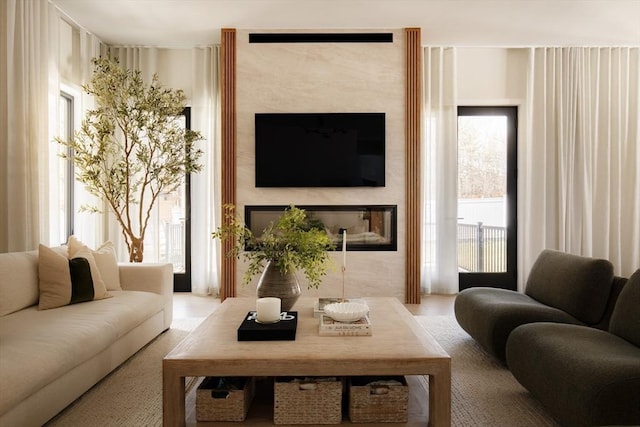 109 Wiswall Rd, Newton, MA 02459 - living area featuring healthy amount of natural light and a premium fireplace