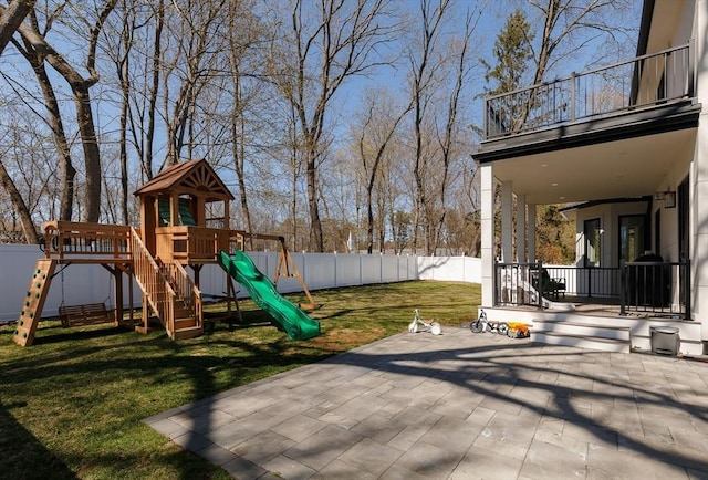 109 Wiswall Rd, Newton, MA 02459 - view of patio with a playground and a balcony