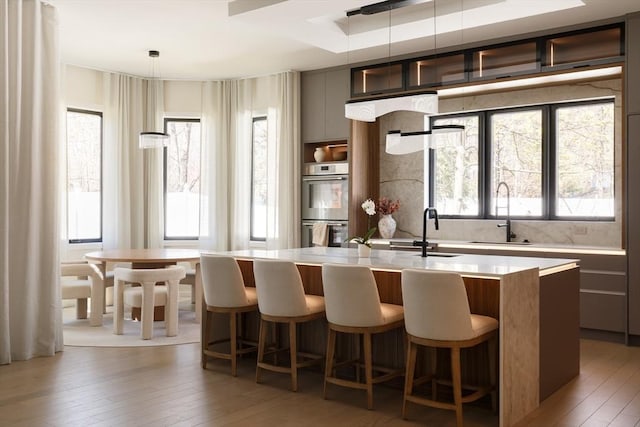 109 Wiswall Rd, Newton, MA 02459 - kitchen featuring a sink, light wood-type flooring, and light countertops