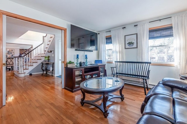 living room featuring hardwood / wood-style flooring