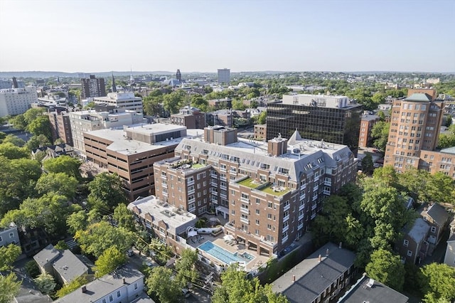 aerial view with a city view