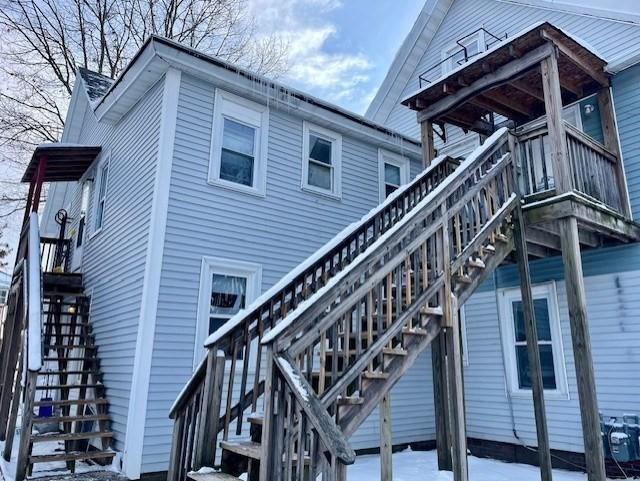 view of snow covered property