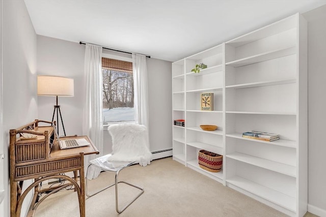 living area featuring carpet floors