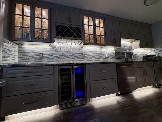 20 Meadowbrook Ln Unit 20, Palmer, MA 01069 - indoor dry bar featuring beverage cooler, dishwashing machine, and decorative backsplash