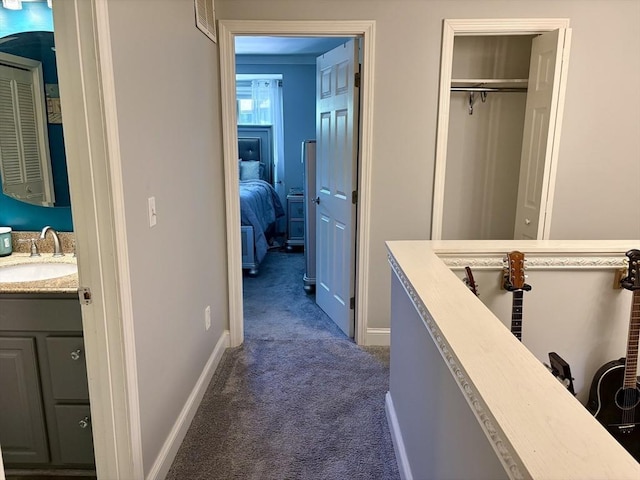 20 Meadowbrook Ln Unit 20, Palmer, MA 01069 - hall featuring a sink and dark colored carpet