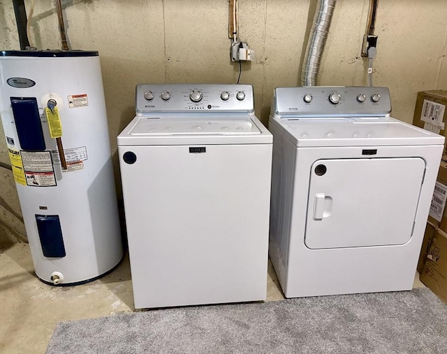 20 Meadowbrook Ln Unit 20, Palmer, MA 01069 - laundry room featuring electric water heater and separate washer and dryer