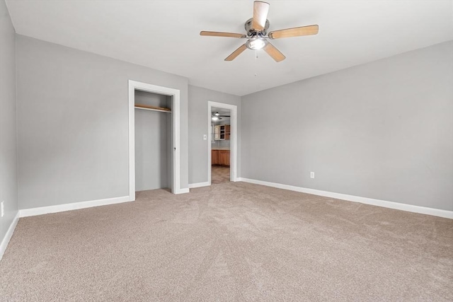 429 Mechanic St, Leominster, MA 01453 - unfurnished bedroom with light carpet, a closet, and a ceiling fan