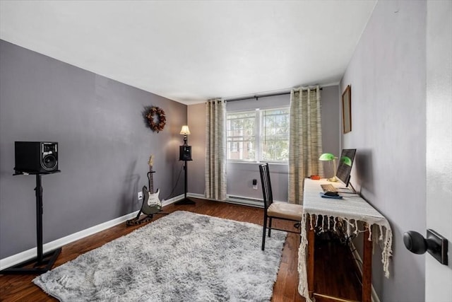 267 Neck St Unit 5A, Weymouth, MA 02191 - office area featuring dark wood-style floors, baseboard heating, and baseboards