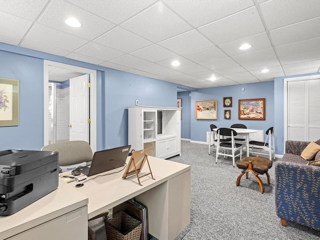 71 Nourse St, Westborough, MA 01581 - carpeted home office featuring recessed lighting and a drop ceiling