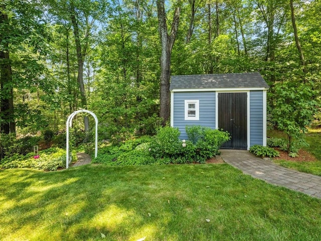 71 Nourse St, Westborough, MA 01581 - view of green lawn with a shed