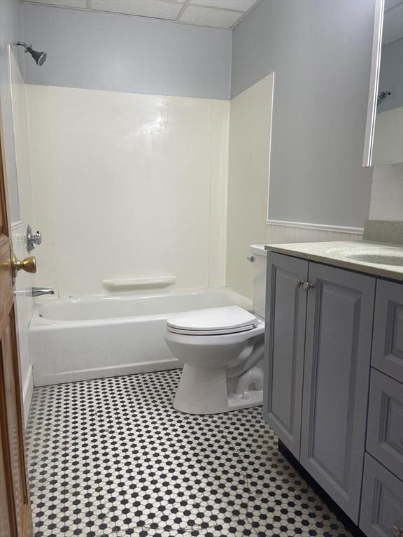 466-470 Cambridge St, Fall River, MA 02721 - full bath with vanity, tub / shower combination, and a paneled ceiling