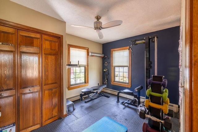 4 Fall St, Malden, MA 02148 - exercise room with ceiling fan and baseboards