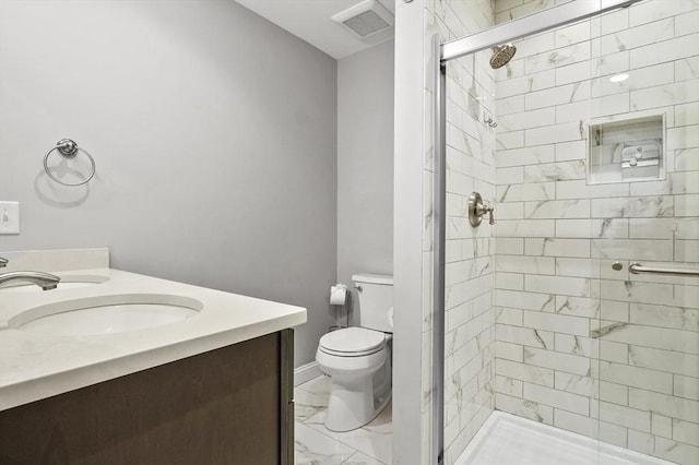 116 Pilgrim Rd Unit 116, Haverhill, MA 01832 - bathroom with marble look tile flooring, double vanity, and a shower stall