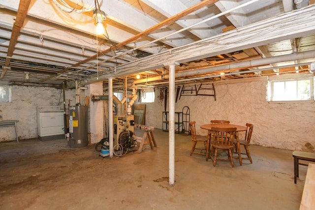 25 Maple Ave, Everett, MA 02149 - below grade area with water heater, washer / dryer, and plenty of natural light