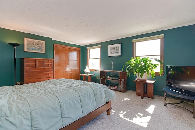 75 Columbus Ave Unit 75, Waltham, MA 02451 - carpeted bedroom with crown molding and a textured ceiling