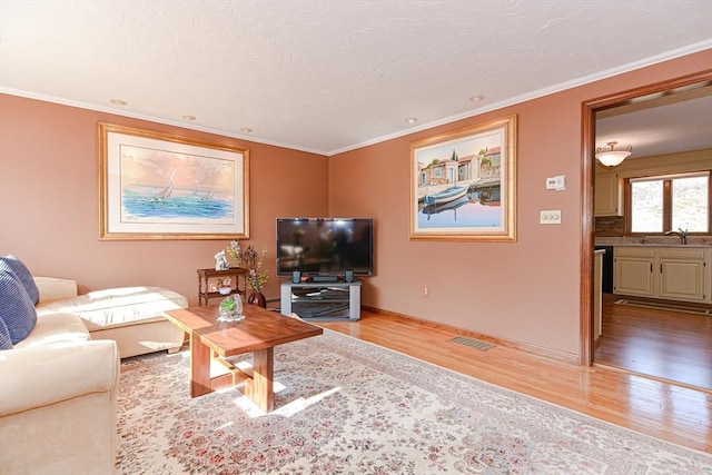 75 Columbus Ave Unit 75, Waltham, MA 02451 - living area with light wood finished floors, crown molding, and baseboards