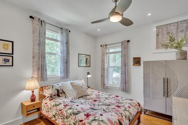5 Mendell Way Unit 1, Boston, MA 02130 - bedroom with wood finished floors, ceiling fan, and recessed lighting