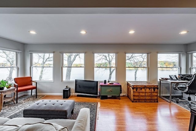 24 Shore Rd, Southwick, MA 01077 - living area featuring plenty of natural light, wood finished floors, recessed lighting, and baseboards