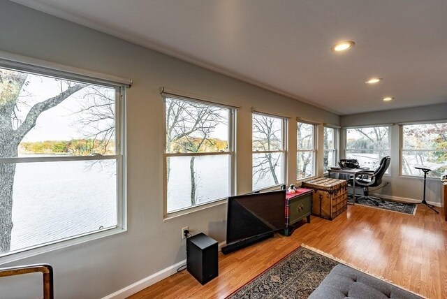24 Shore Rd, Southwick, MA 01077 - office area with light wood finished floors, baseboards, and recessed lighting