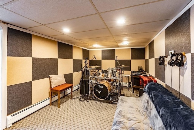 24 Shore Rd, Southwick, MA 01077 - miscellaneous room featuring baseboard heating, carpet, and recessed lighting