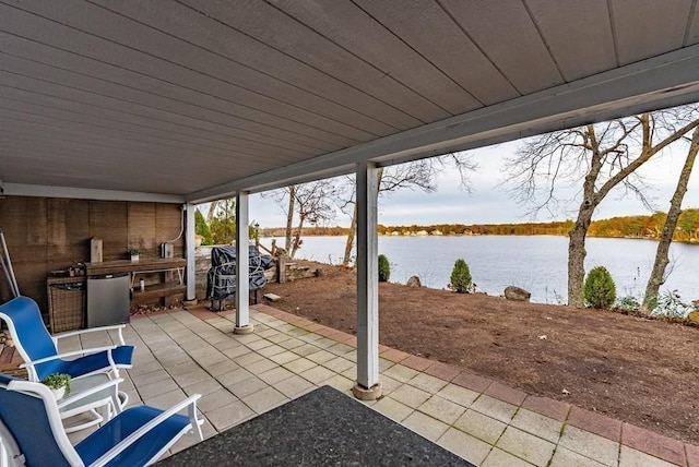 24 Shore Rd, Southwick, MA 01077 - view of patio featuring a water view