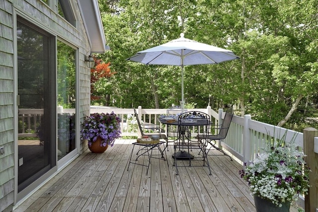 10 Eagles Nest, Edgartown, MA 02539 - wooden terrace featuring outdoor dining area