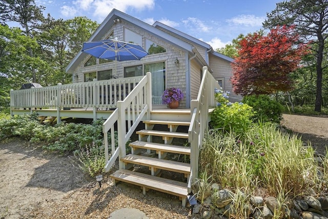 10 Eagles Nest, Edgartown, MA 02539 - back of property featuring a deck and stairway