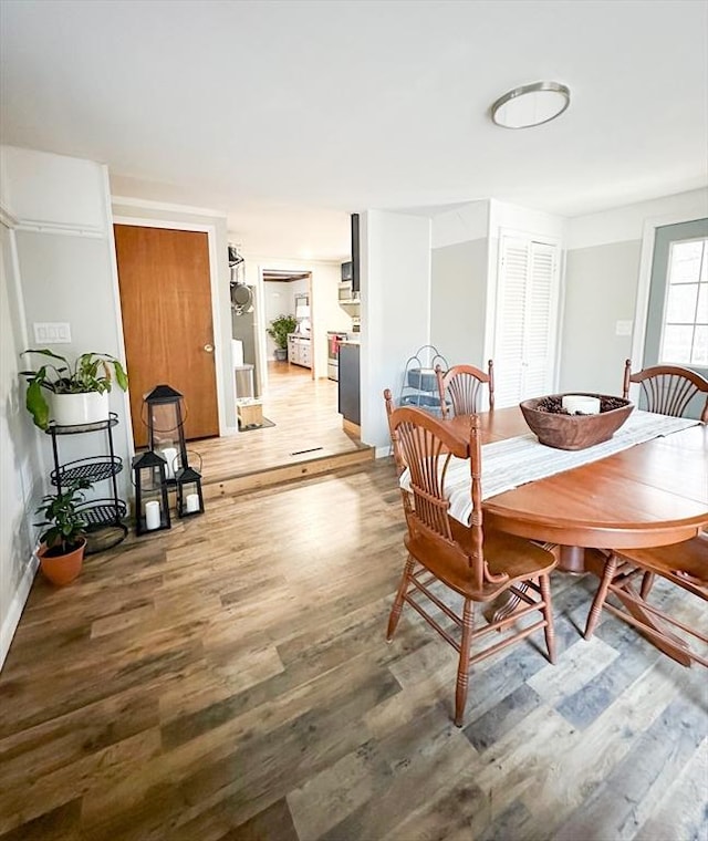 dining room with hardwood / wood-style flooring