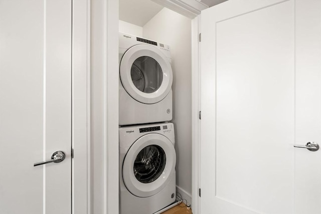 301 Border Unit 409, Boston, MA 02128 - laundry area featuring stacked washer / drying machine