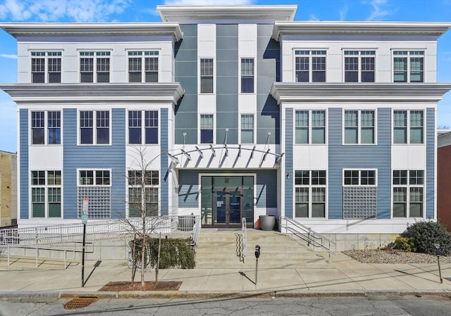 exterior space featuring french doors and driveway