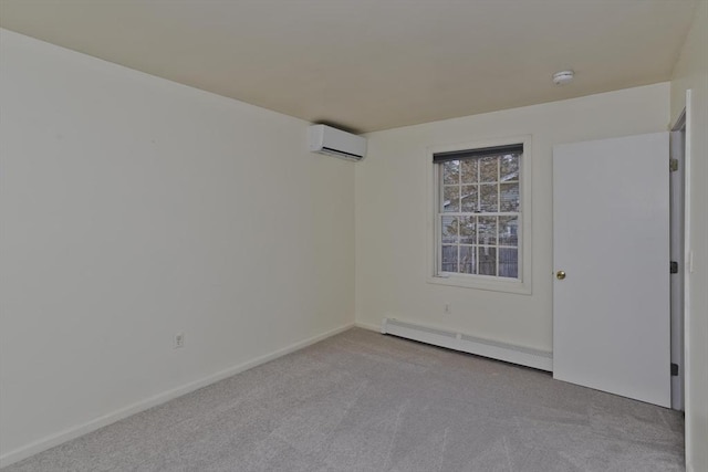 16 Poole Rd, Belchertown, MA 01007 - spare room with carpet, a baseboard heating unit, baseboards, and a wall mounted air conditioner