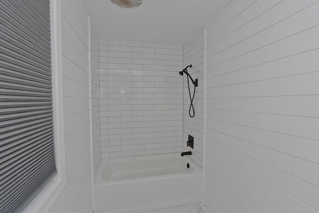 16 Poole Rd, Belchertown, MA 01007 - bathroom featuring shower / bath combination and marble finish floor