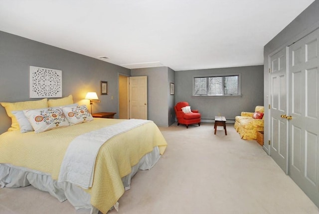 carpeted bedroom with visible vents