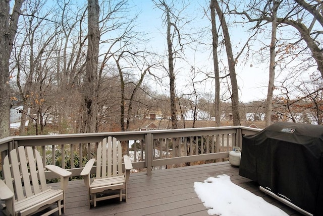 wooden deck featuring grilling area