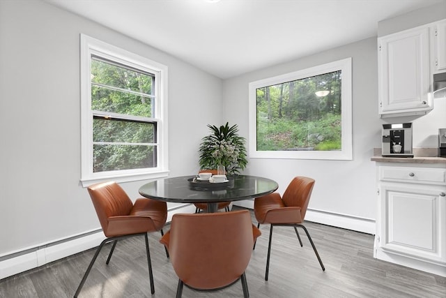 9 Margaret St, Burlington, MA 01803 - dining space featuring a baseboard heating unit, plenty of natural light, and light wood-style floors