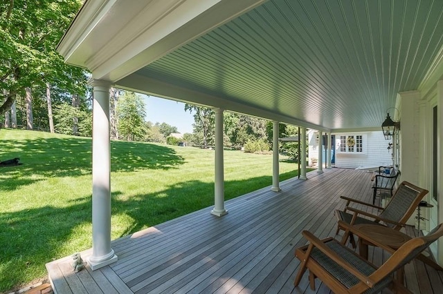 deck with a lawn