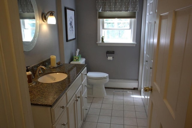 6 Jeffrey Ln, Freetown, MA 02702 - bathroom featuring tile patterned floors, baseboard heating, toilet, and vanity