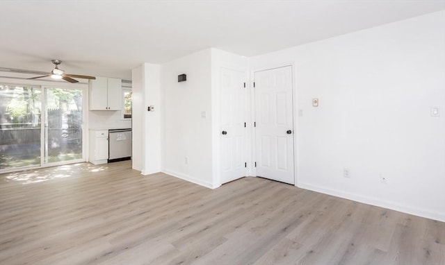 22 Frenier Ave Unit 9, Attleboro, MA 02703 - spare room with light wood-style flooring, a ceiling fan, and baseboards