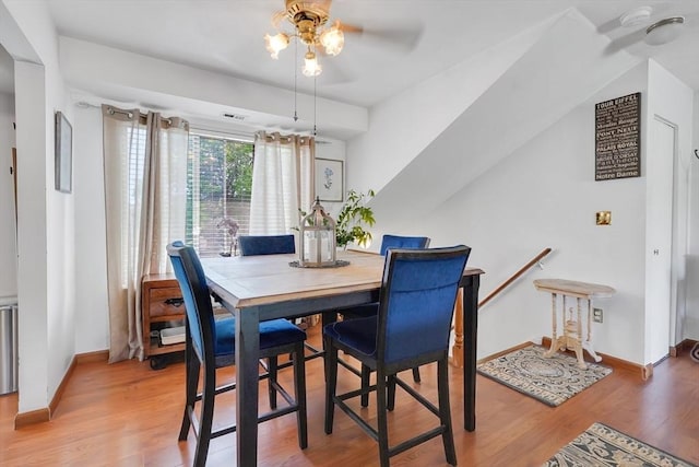 42 Nassau Dr Unit 42, Springfield, MA 01129 - dining room featuring a ceiling fan, light wood-type flooring, and baseboards