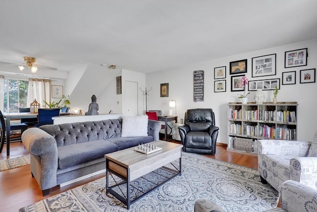 42 Nassau Dr Unit 42, Springfield, MA 01129 - living room featuring wood finished floors and ceiling fan